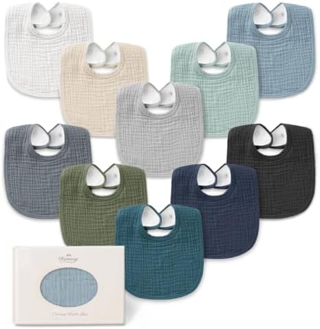 Konssy 8-Pack Muslin Baby Bibs, Adjustable Fit by Konssy