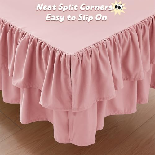 Ruffled Crib Bed Skirt, Light Pink, Soft Double Layer - Image 6