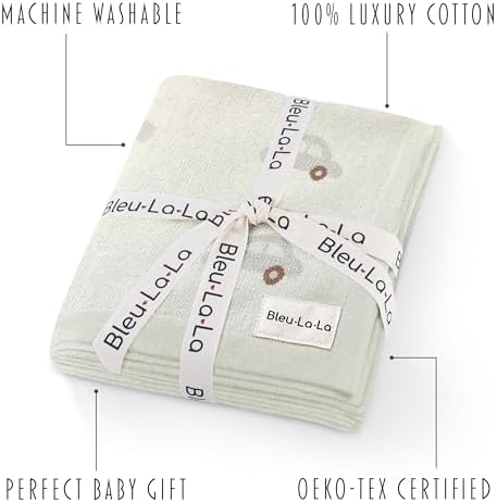 Knit Baby Blanket for Girls and Boys 100% Cotton Buttery Soft Cozy Receiving - Image 3