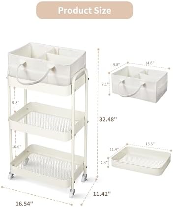 Fortella Baby Diaper Caddy, 3 Tier Rolling Cart - Image 7