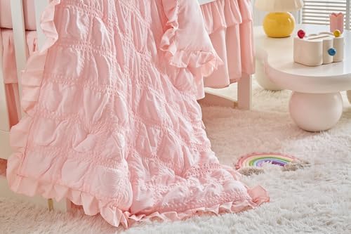 Ruffled Crib Bedding Set Baby Boho Quilted Comforter - Image 3