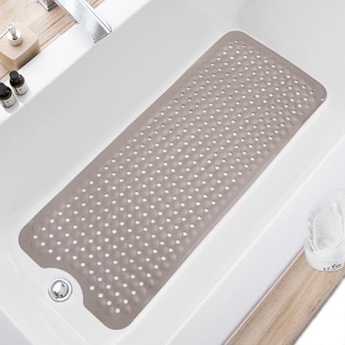 TEESHLY Bath Tub and Shower Mats, Non Slip 40 x 16 Inch Extra Long Bathtub Mat by TEESHLY