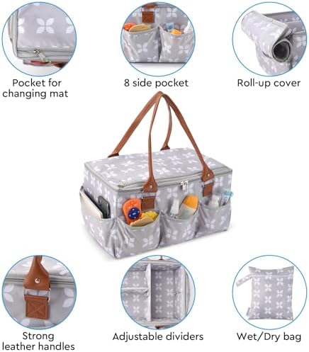 Moteph Diaper Caddy with Changing Mat, Large Baby Diaper Caddy Organizer with - Image 3