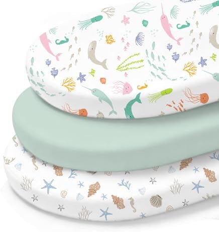 Little Grape Land Bassinet Sheets 3 Pack, Ultra Soft Baby Bassinet Fitted Sheets by LittleGrapeLand