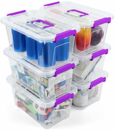 Storage Bins with Lids, 7Qt Clear Stackable Storage Containers With Lids Buckle by AREYZIN