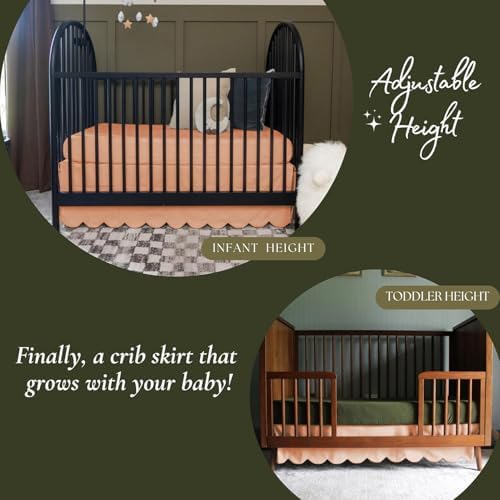 100% Microfiber Scalloped Mini Crib Skirt 24"x 38" - Image 3