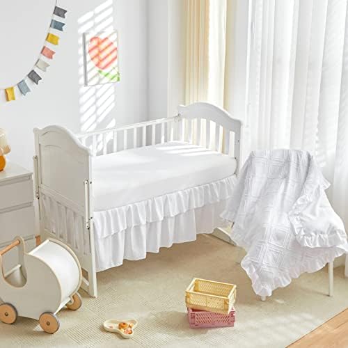 Tufted Ruffle Crib Bedding Set 3 Pieces Baby Boho Quilted Comforter - Image 4