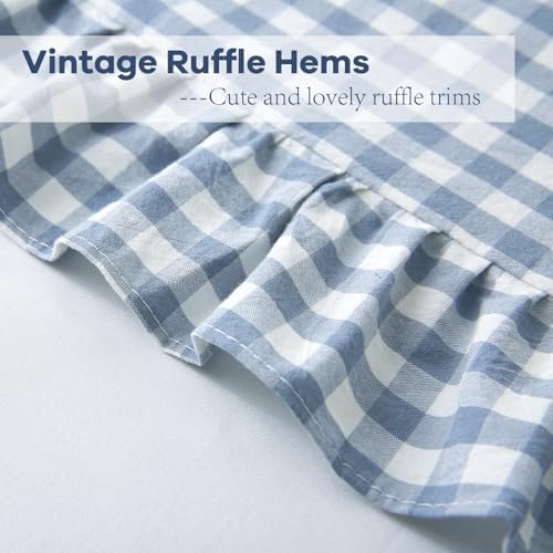 2 Pack Dust Blue Gingham Ruffle Throw Pillow Covers 22''x22'' - Image 5
