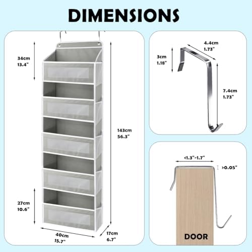 Over-the-Door Organizer, 5 Large Pockets and Mesh Pouches - Image 2