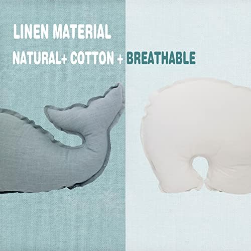 Marble Empire Whale Pillow Linen, Coastal Ocean Decorative Pillow - Image 3