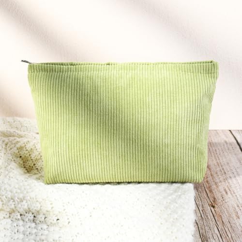 SOIDRAM 2 Pcs Corduroy Makeup Bag Large Cosmetic Bag Toiletry Bag Makeup Pouch - Image 6