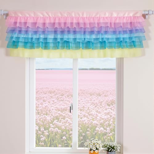 Besutolife Pastel Unicorn Valance Curtain Sparkle Tulle Valances by Besutolife
