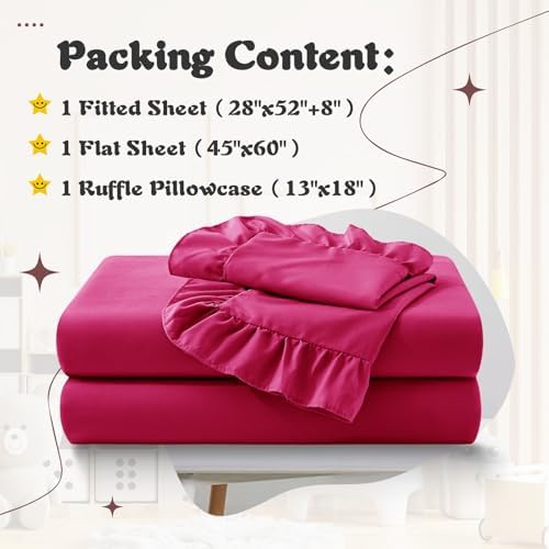 KKJIAF 3 Piece Hot Pink Toddler Sheet Set - Image 2
