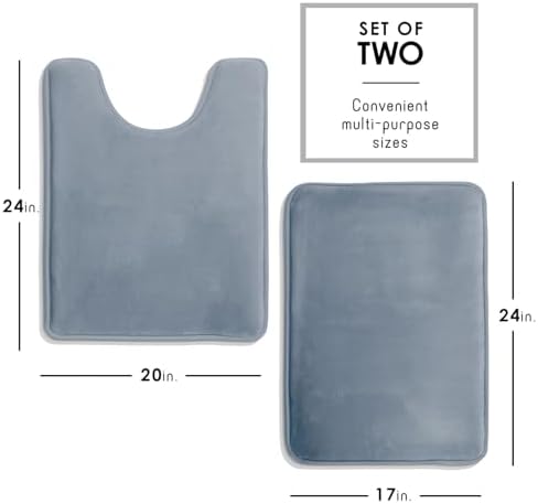 Clara Clark 2 Piece Bathroom Rugs, Velvet Memory Foam Bath Mat Set, Non-Slip - Image 2
