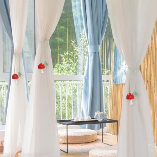 Mushroom Curtain Tieback 4Pcs Window Drape Rope Holdbacks - Image 5