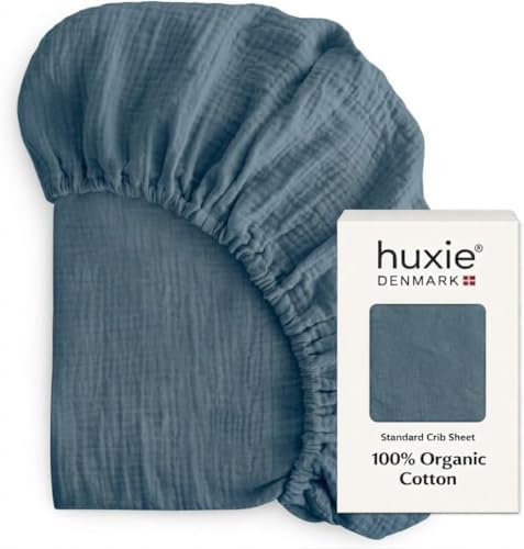 Crib Sheets, 100% Organic Cotton Muslin, Fitted 28"x52" Standard by huxie
