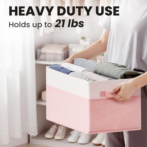 Large Closet Organizer Bins - 23 QT Collapsible Decorative Storage Boxes with - Image 5