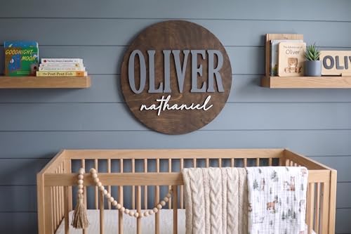 Custom Round Nursery Name Sign, Personalized 3D Baby Name Announcement Sign - Image 3