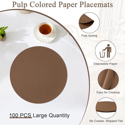 SHACOS 100 pcs Round Paper Placemats Disposable 13 inch Colored Paper - Image 2