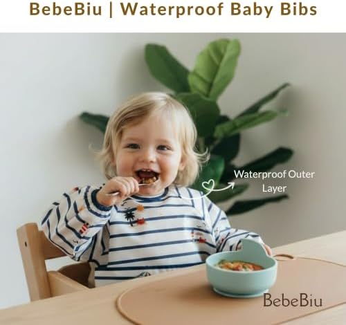 Long Sleeve Baby Bib, Waterproof Fabric, Catch-All Pocket, Baby Smock Bib - Image 2
