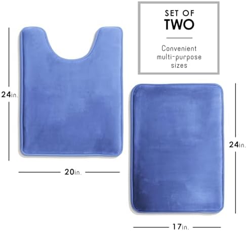 Clara Clark 2 Piece Bathroom Rugs, Velvet Memory Foam Bath Mat Set, Non-Slip - Image 2