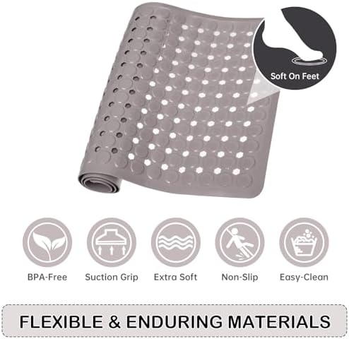 Non-Slip Bathtub and Shower Mats, Power Grip Bath Mat 35 x 16.3 Inch - Image 5