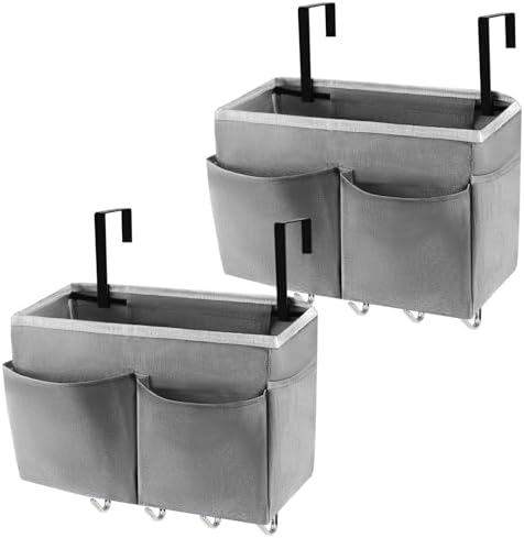 Bedside Caddy Organizer 5 Pockets 4 Hooks Bunk Bed 2Pack Grey by frjjthchy