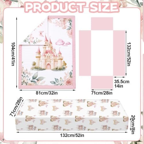 Hahafelt 3 Pcs Pink Princess Baby Crib Bedding Set - Image 2