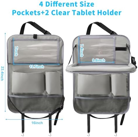 Car Backseat Organizer with Tablet Holder, 6 Storage Pockets Foldable Table - Image 2