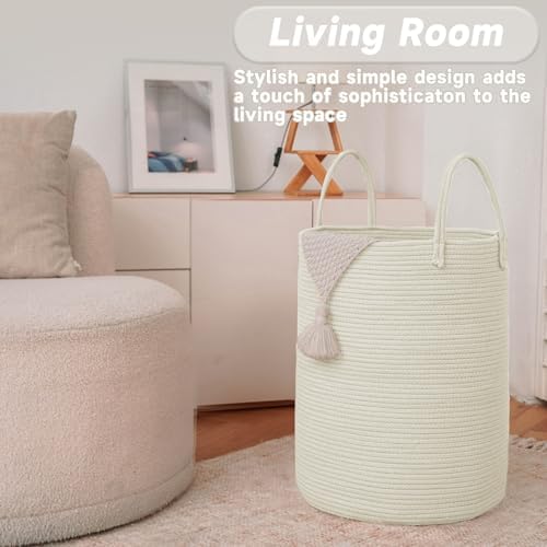 JMvicyroam 60L Cotton Rope Laundry Basket Hamper - Image 3