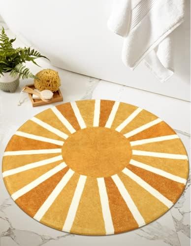 Lahome Sun Round Rug 3ft, Small Classroom Rug Boho Rainbow Dorm Rugs - Image 3
