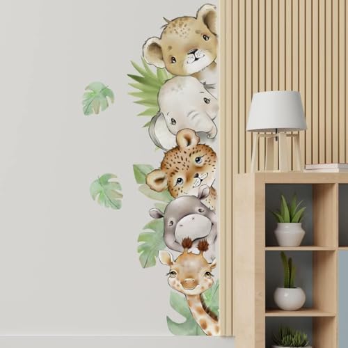 55.1 x 15.7 Inch Watercolor Jungle Animal Wall Decals Forest Animal Wall by clothmile