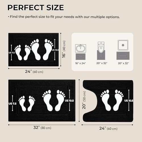 GRANNY SAYS Black Bathroom Rugs Set 3 Piece, Soft Microfiber Bath Mats - Image 2