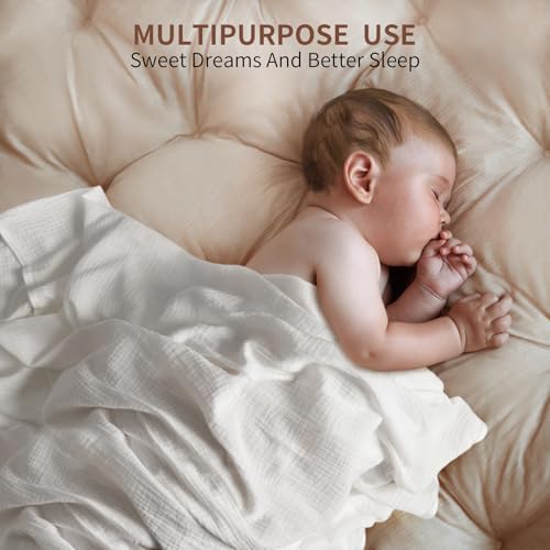 Muslin Swaddle Blankets for Newborn, 2 Pack Breathable Soft Receiving Blanket - Image 3