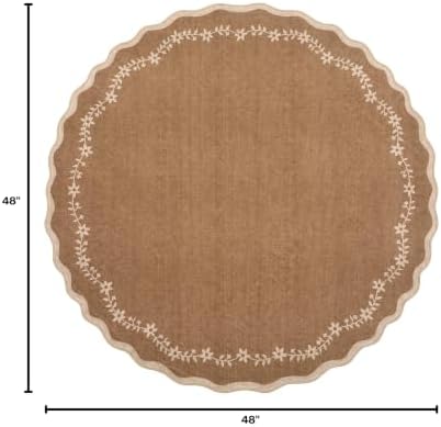 GarveeHome Round Rugs 4ft Scalloped Washable Small Circle Rug - Image 2