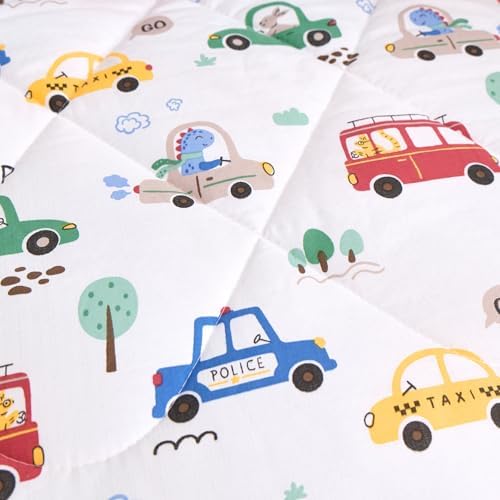 Caressma White Cars 4 Pieces Toddler Bedding Set Bed-in-a-Bag Comforter - Image 6