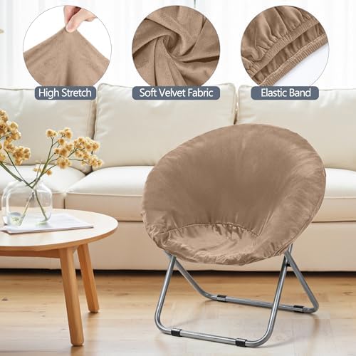 Velvet Stretch Saucer Chair Cover, Round Moon Chair Cover - Image 4