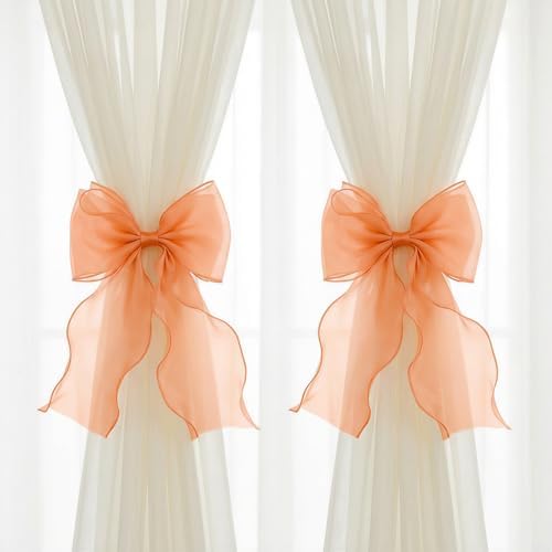 2 Pack French Lace Bow Curtain Tiebacks by GAJILON