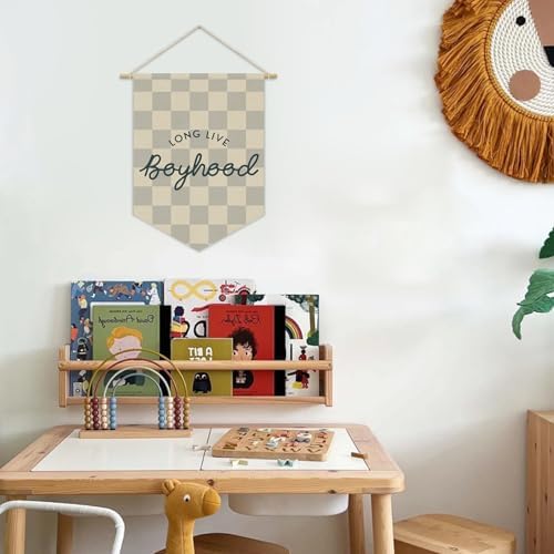 Boys Room Decor, Long Live Boyhood Boy Nursery Linen Canvas Banner - Image 3