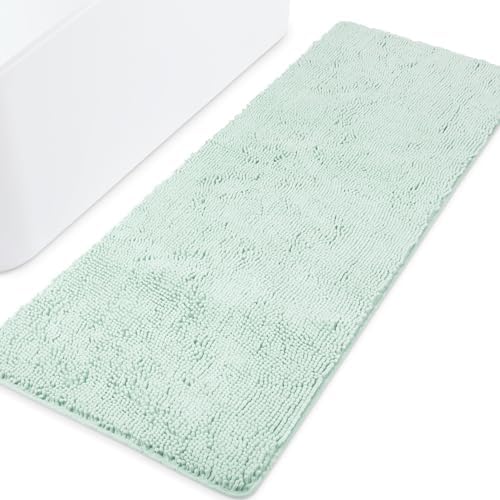 Yeaban Chenille Spa Blue Bathroom Runner Rug 24"x72" by Yeaban