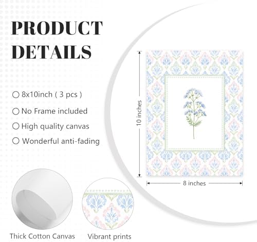 Lhoiplme Wildflower Nursery Wall Art Decor Baby Girl Room Canvas Prints Pastel - Image 2