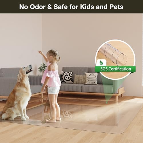 Crystal Clear Floor Mat 8×10ft, Upgraded Easy Flat Waterproof Vinyl Rug Cover - Image 5