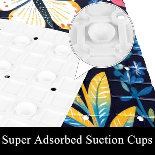 Bathtub Mat Non Slip 26.8x15.1In, Butterfly Floral Bath Mat - Image 3