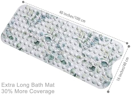 Bathtub Mat Non Slip, 40x16 inch Bath and Shower Safety Mats, Watercolor Green - Image 3