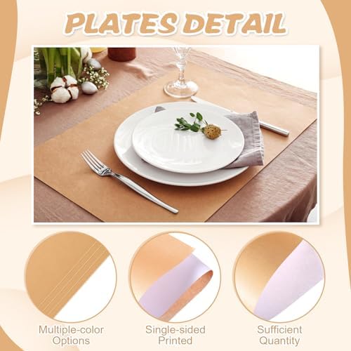 Fullhawl 60 Pcs Brown Paper Placemats, Disposable Rectangular Table Setting Mats - Image 3