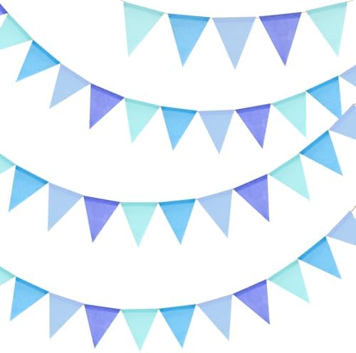 G2PLUS Pennant Banner Triangle Flag Bunting Garland Blue Banner Flags 36PCS by G2PLUS