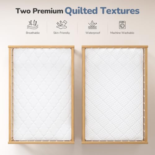 Mini Crib Mattress Protector Sheets 2 Pack, Waterproof Fitted - Image 2