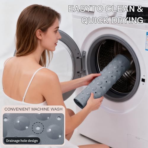 Anti-Slip Bathtub Shower Mat 40×16 Inch Opaque Gray - Image 7