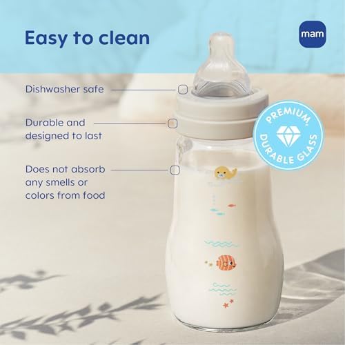 MAM 9oz Pure Glass Feel Good Anti-Colic 2+ Months Baby Bottle - Image 2