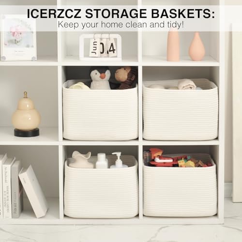 ICERZCZ Storage Baskets for Organizing & Shelves, Woven Cotton Rope - Image 6